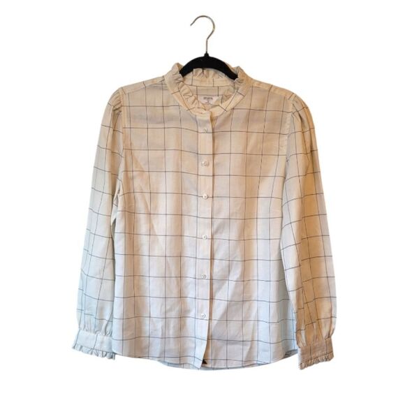 UNTUCKit For Her Ivory Winona Window Pane Button Down Shirt Women - Picture 2 of 7